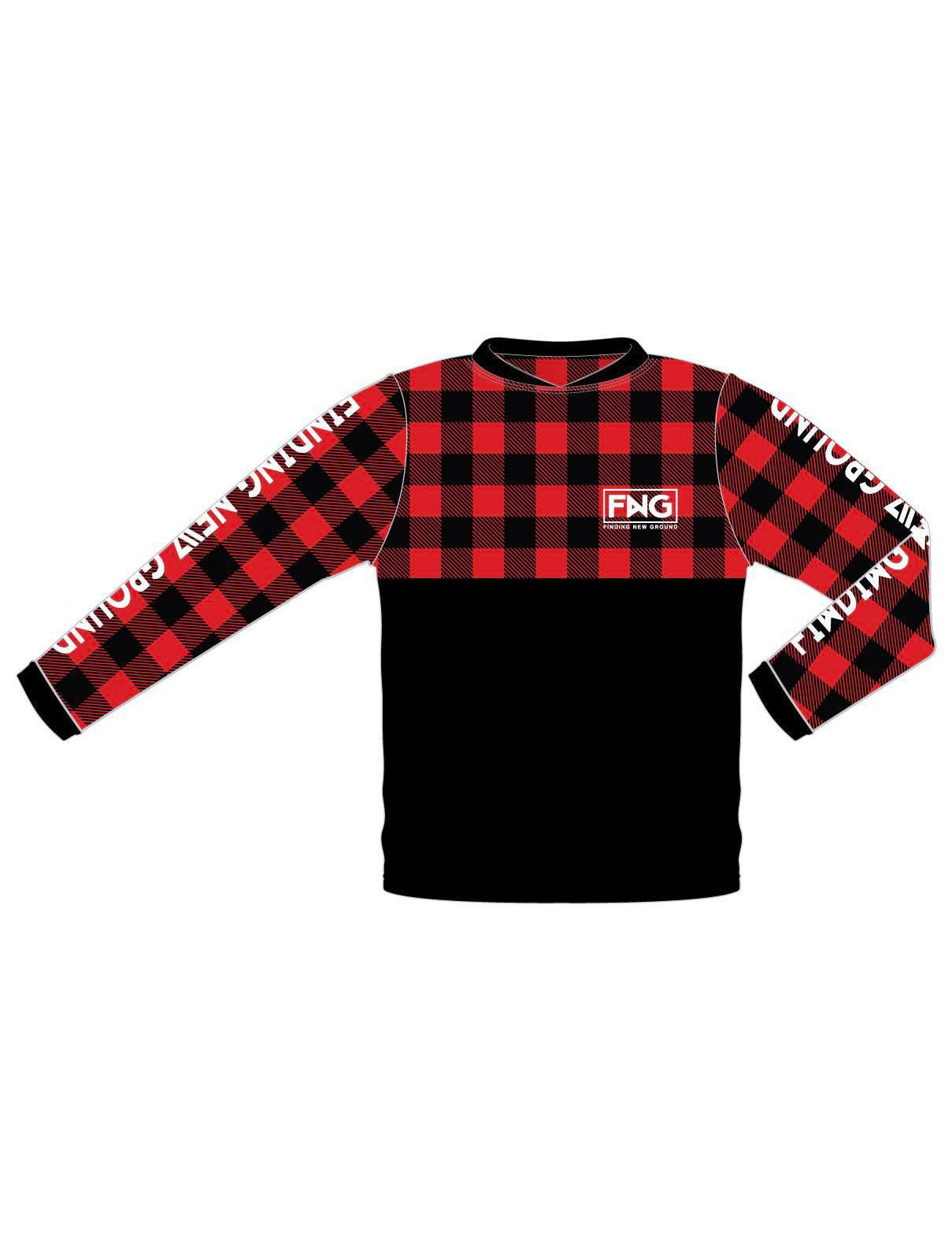 Basic Logo Jersey Hooded - Flannel Black/ Red